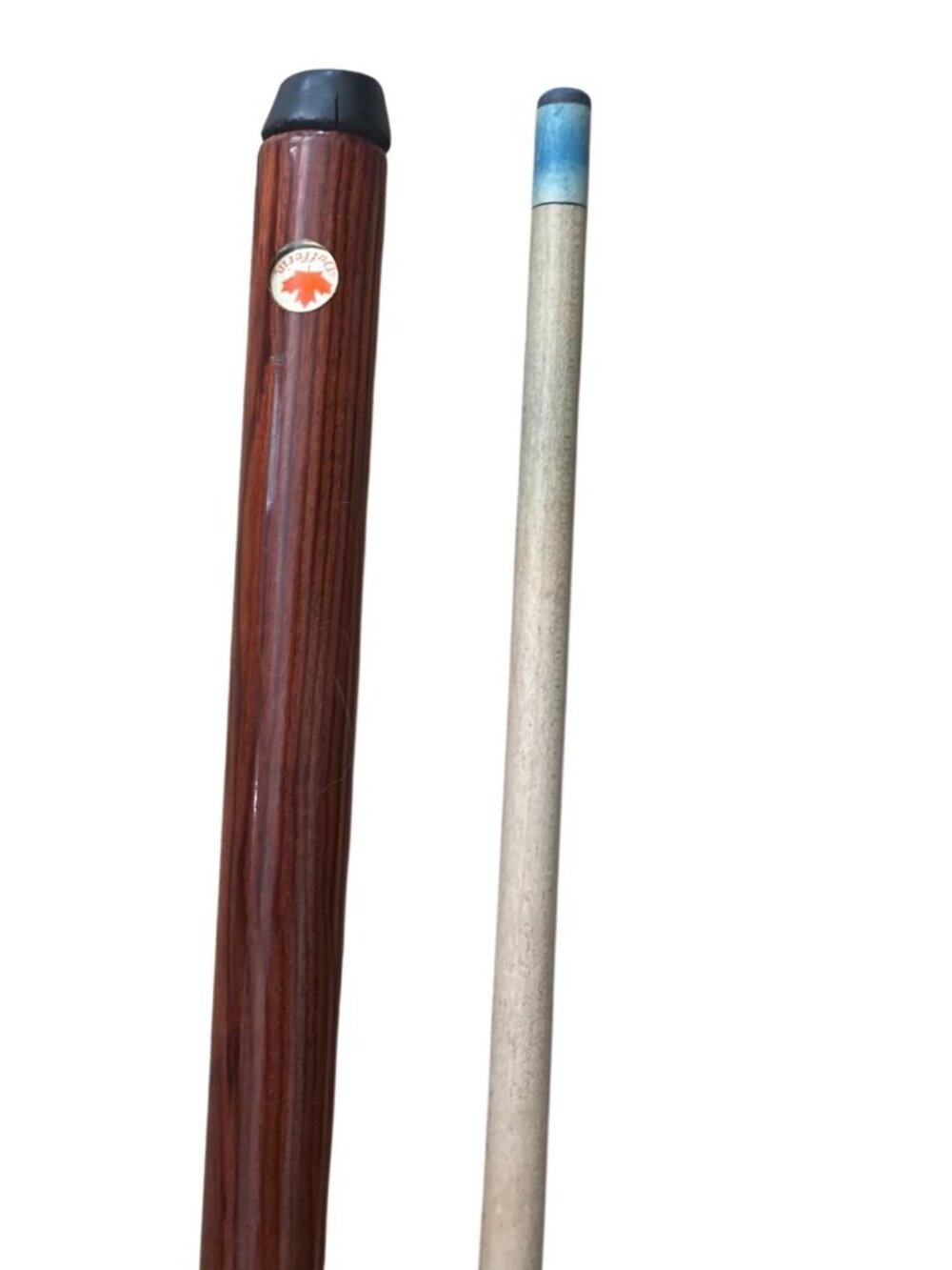 Vintage Dufferin 19‎ oz 2 Piece Pool Cue Stick Red Maple Leaf 58" With Joe Porpe